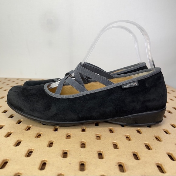 Mephisto Women’s Bayka Strappy Mary Jane Black Suede Low Wedge Size 7.5 - Picture 4 of 9